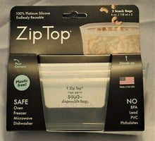Load image into Gallery viewer, Zip Top Reusable 100% Platinum Silicone Container - Snack Bag Set of 2 - Clear