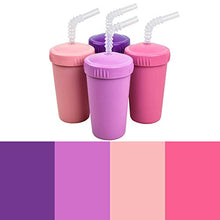 Load image into Gallery viewer, Re-Play Made in USA 4pk Straw Cups with Reversible Straws| Made from Eco Friendly Heavyweight Recycled Milk Jugs - Virtually Indestructible | Bright Pink, Blush, Purple and Amethyst | Princess (4pk)
