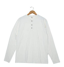 Load image into Gallery viewer, “Calvin” Winter White Long Sleeve Henley T-Shirts – Unisex Tee, Made in USA