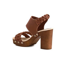 Load image into Gallery viewer, Californians Fanny Women's Braided Heeled Sandal, Brown, 9