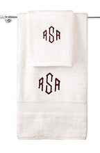 Load image into Gallery viewer, Made in The USA Monogrammed Personalized Hotel Bath Towel Collection 100% USA Cotton - Monogrammed Bath Towel - 27" x 54", White (Organic)