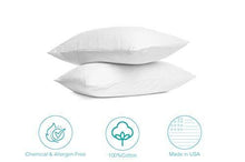 Load image into Gallery viewer, Digital Decor Set of Two 100% Cotton Hotel Down-Alternative Made in USA Pillows - Hypoallergenic & Dust Mite Resistant - Three Comfort Levels! (Standard, Platinum/Firm) - United States of Made