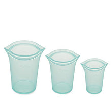Load image into Gallery viewer, Zip Top Reusable 100% Silicone Food Storage Bags and Containers, Made in the USA - 3 Cup Set - Teal