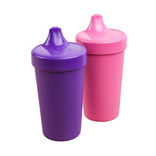 Load image into Gallery viewer, Re-Play Made in USA 2pk Toddler Feeding No Spill Sippy Cups | 1 Piece Silicone Easy Clean Valve | Eco Friendly Heavyweight Recycled Milk Jugs are Virtually Indestructible | Amethyst Purple,Bright Pink