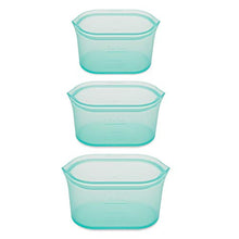 Load image into Gallery viewer, Zip Top Reusable 100% Silicone Food Storage Bags and Containers, Made in the USA - 3 Dish Set - Teal