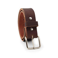 Load image into Gallery viewer, Journeyman Leather Belt | Made in USA | Brown w/Silver Buckle | Size 44
