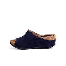 Load image into Gallery viewer, Californians Cecilia Navy Suede Wedge Slide Made in USA