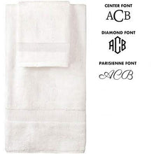 Load image into Gallery viewer, Made in The USA Monogrammed Personalized Hotel Bath Towel Collection 100% USA Cotton - Monogrammed Bath Towel - 27" x 54", White (Organic)