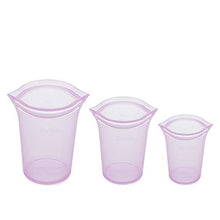 Load image into Gallery viewer, Zip Top Reusable 100% Silicone Food Storage Bags and Containers, Made in the USA - 3 Cup Set - Lavender