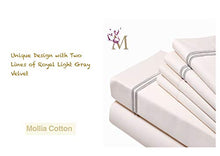 Load image into Gallery viewer, Proudly Made in USA,(6 Pieces Bed Sheet Set), 1000-Thread Count,100% Egyptian Cotton-Giza86- Sateen Weave, Fits Mattress up to 18 inch, (Cal-King-Ivory), Designed with 2 Lines of Royal Grey Velvet