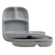Load image into Gallery viewer, Re-Play Made in USA 4pk Divided Trays with Deep Sides and Three Compartments for Outdoor, Camping, Party, Tailgating or Everyday Dining |BPA FREE |Dishwasher & Microwave Safe | Grey (4pk)