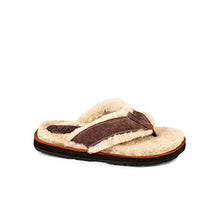 Load image into Gallery viewer, Californians Men's Jackson Shearling Thong Sandal Made in USA Dark Brown