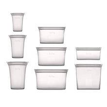 Load image into Gallery viewer, Zip Top Reusable 100% Platinum Silicone Containers - Full Set of 8 - Gray