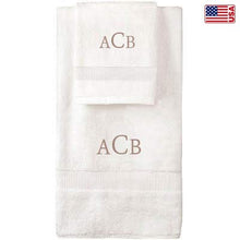 Load image into Gallery viewer, Made in The USA Monogrammed Personalized Hotel Bath Towel Collection 100% USA Cotton - Monogrammed Bath Towel - 27" x 54", White (Organic)