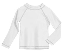 Load image into Gallery viewer, Little Boys' and Girls' Solid Rashguard Swimming Tee Shirt Rash Guard SPF UPF Sun Protection for Summer Beach Pool and Play, L/S White, 3T