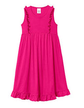 Load image into Gallery viewer, City Threads Girls' All Cotton Flutter Short Sleeve Dress Party Twirl Tank - Sensitive Skin and Sensory Friendly - Summer Dress, Hot Pink, 5