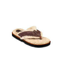 Load image into Gallery viewer, Californians Men's Jackson Shearling Thong Sandal Made in USA Dark Brown