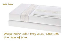 Load image into Gallery viewer, Proudly Made in USA,100% Egyptian Cotton Bed Sheet Set,750 Thread Count,Giza86,Sateen Weave,Set Includes:1-Flat Sheet,1-Fitted Sheet&2-Pillows-Cal King,White-with Fancy Linen Fabric and 2 Lines Satin