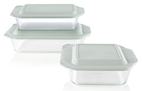 Pyrex 3-Cup Glass Baking Storage Dish Container with Plastic Lid (Set of 6)