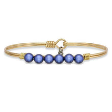 Load image into Gallery viewer, Luca + Danni | Crystal Pearl Bangle Bracelet For Women in Iridescent Dark Blue - Silver Tone Size Regular Made in USA