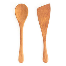 Load image into Gallery viewer, Handmade Wooden Spoon & Spatula Set - 12” Cherry Wood, Hand Carved, Made in the USA with Pennsylvania Black Cherry Wood - Cooking Spoon and Spatula Combo
