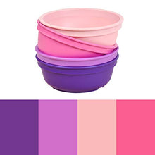 Load image into Gallery viewer, RE-PLAY Made in USA 4pk -12 oz. Bowls in Bright Pink, Blush, Purple & Amethyst | Made from Eco Friendly Heavyweight Recycled Milk Jugs - Virtually Indestructible | BPA Free | Princess+