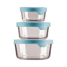 Load image into Gallery viewer, Anchor Hocking TrueSeal Round Glass Food Storage Containers with Airtight Lids, Mineral Blue, Set of 3 - United States of Made