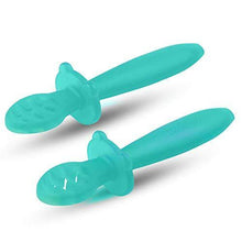 Load image into Gallery viewer, eZtotZ Little Dippers Baby/Infant Spoon | Made in USA | Soft BPA Free Silicone | Self Feeding Utensil Set Device | Great for Active Toddler Teething and Baby Led Weaning - BLW | 0+ Months (Teal) - United States of Made
