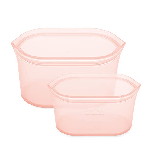 Silicone food container with lid (set of 2) - Pink