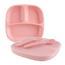 Load image into Gallery viewer, RE-PLAY | Made in USA | 5 Piece Toddler Feeding Set Divided Plate, Silicone Storage Lid, Utensils | BPA Free | Made from Eco-Friendly Recycled Milk Jugs - Virtually Indestructible | Blush