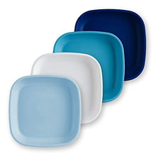 Load image into Gallery viewer, RE-PLAY Made in USA 4pk of 7.375" Deep Walled Plates in White, Ice Blue, Sky, Navy| Made from Recycled Heavyweight Polypropylene | Dishwasher Safe | BPA Free | Wave (4PK)