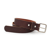 Load image into Gallery viewer, Journeyman Leather Belt | Made in USA | Brown w/Silver Buckle | Size 44