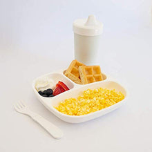 Load image into Gallery viewer, RE-PLAY Made in USA 3pk of Deep Divided Plates in Sand, White and Grey | Eco Friendly Recycled Milk Jugs and Polypropylene - Virtually Indestructible| BPA Free | New Naturals Collection (Seashell)