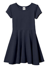 Load image into Gallery viewer, City Threads Big Girls' Short Sleeve Twirly Circle Party Dress Perfect for Sensitive Skin/SPD/Sensory Friendly for School or Play Fall/Spring, Navy, 3T