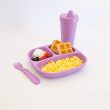 Load image into Gallery viewer, Re-Play 4pk - 7.37" Divided Plates with Deep Sides for Baby, Toddler & Child Feeding in Purple, Lime, Aqua & Amethyst | BPA Free | Made in USA from Eco Friendly Recycled Milk Jugs | (Mermaid 4pk)