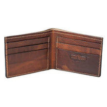 Load image into Gallery viewer, Bifold Leather Wallet For Men | Made in USA | Mens Bifold Wallets | American Made | Tobacco Snakebite Brown | Main Street Forge - United States of Made