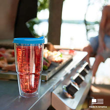 Load image into Gallery viewer, Tervis 1290787 Fiesta-Purple Floral Tumbler with Wrap and Royal Lid, 24oz, Clear