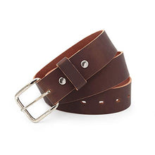 Load image into Gallery viewer, Journeyman Leather Belt | Made in USA | Brown w/Silver Buckle | Size 44