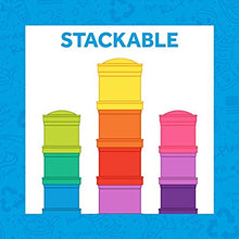 Load image into Gallery viewer, Re-Play Made in USA Stackable Food & Snack Storage Containers | 3 Storage Lids and 1 Travel Lid | Made with Eco Friendly Heavyweight Recycled Milk Jugs| Virtually Indestructible| | Aqua,Sky Blue,Navy