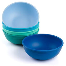 Load image into Gallery viewer, RE-PLAY 20 oz. Bowls for Lunch, Dinner, Dinner Parties, Outdoor Dining and MORE | Made in USA from Virtually Indestructible Recycled HDPE (Milk Jugs) | The Blues | Set of 5