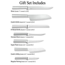 Load image into Gallery viewer, Rada Cutlery Oak Block 7 Pc Stainless Steel Kitchen Knife Set with Aluminum, Silver Handle