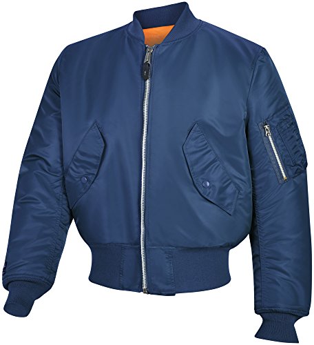 Valley Apparel LLC Made in USA Men's MA-1 Nylon Flight Jacket, Replica Blue  (True Navy), XS