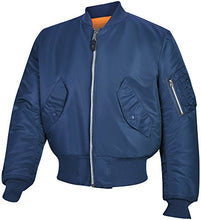Load image into Gallery viewer, Valley Apparel LLC Made in USA Men's MA-1 Nylon Flight Jacket, Replica Blue (True Navy), XS