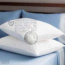 Load image into Gallery viewer, Looms & Linens Hotel Luxury Sleeping Pillows 20x26-2-Pack Standard Size Bed Pillow Set - Down Alternative Hypoallergenic Pillows - USA-Made Cool Comfortable Sleep Back, Stomach, Side Sleeper Pillows - United States of Made