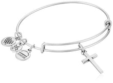Load image into Gallery viewer, Alex and Ani Womens Cross II EWB Bangle Bracelet, Rafaelian Silver, Expandable