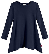Load image into Gallery viewer, City Threads Sharkbite Shark Bite Girls Long Sleeve Tshirt Dress - Casual Everyday Cute Top Tunic Blouse Soft Natural Cotton Perfect for Sensitive Skin SPD Sensory Friendly, Navy, 10