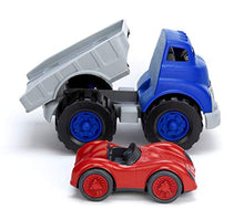 Load image into Gallery viewer, Green Toys Flatbed & Race Car, Blue/Red FFP - Pretend Play, Motor Skills, Kids Toy Vehicles. No BPA, phthalates, PVC. Dishwasher Safe, Recycled Plastic, Made in USA.