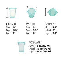 Load image into Gallery viewer, Zip Top Reusable 100% Silicone Food Storage Bags and Containers, Made in the USA - 3 Cup Set - Teal