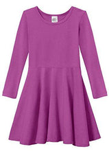 Load image into Gallery viewer, City Threads Big Girls' Super Soft Cotton Long Sleeve Twirly Skater Party Dress All Soft Cotton SPD Sensory Clothing Sensitive Skin School Parties School,Plum, 3T - United States of Made