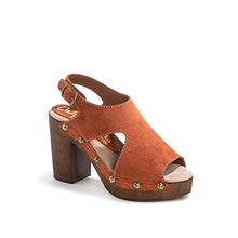Load image into Gallery viewer, Californians Jean Rust Suede Heeled Sandals Made in USA